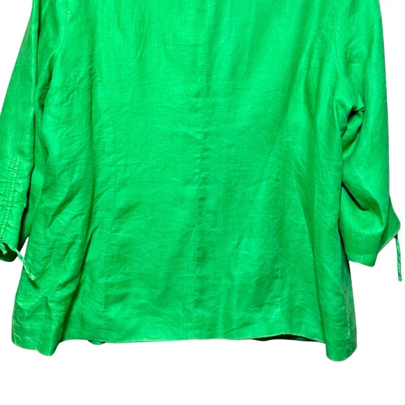 Coldwater Creek Bella 100% Linen Tie Sleeve Lightweight Green Blazer size 20-22 - Picture 8 of 11